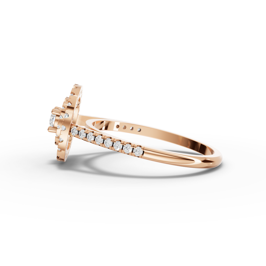 0.50 Ct Round Double Halo Pavé Band Ring