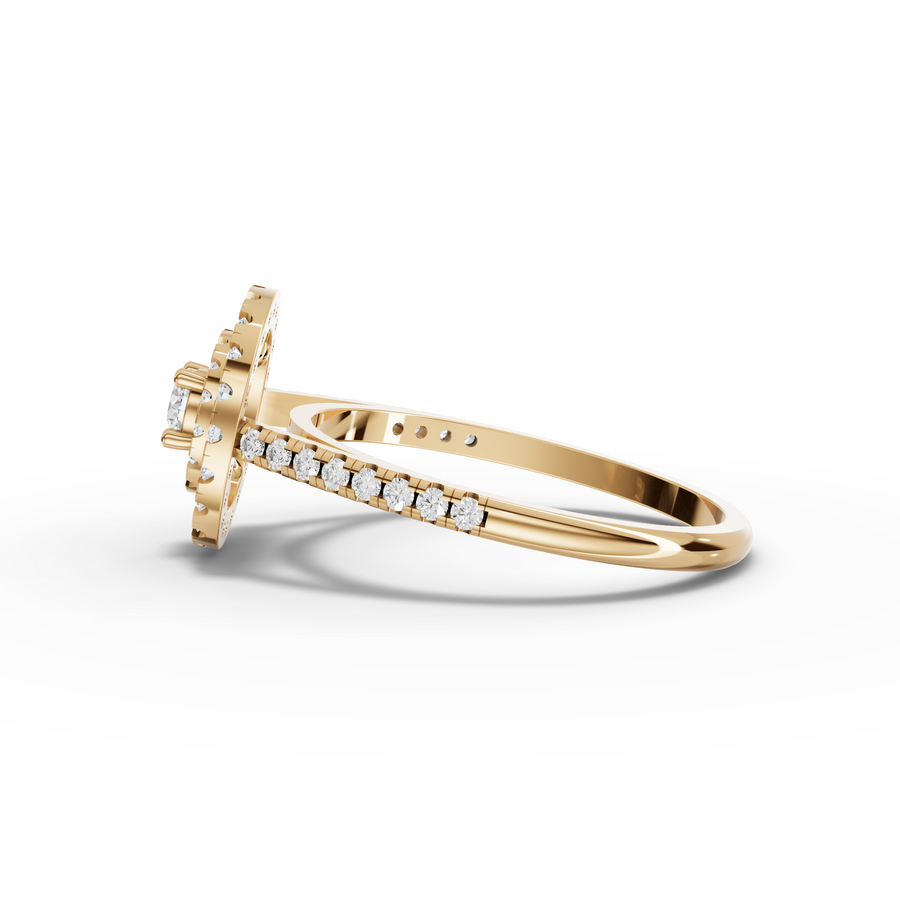 0.50 Ct Round Double Halo Pavé Band Ring