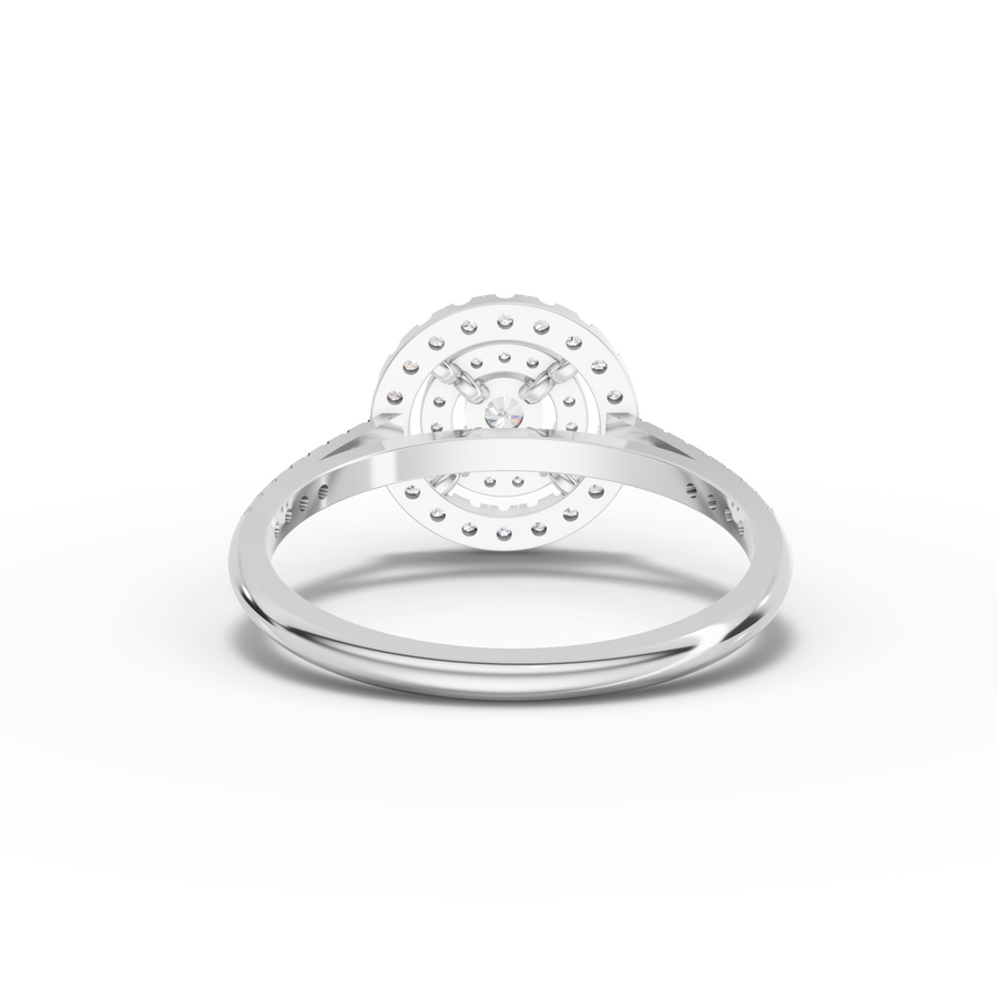 0.50 Ct Round Double Halo Pavé Band Ring