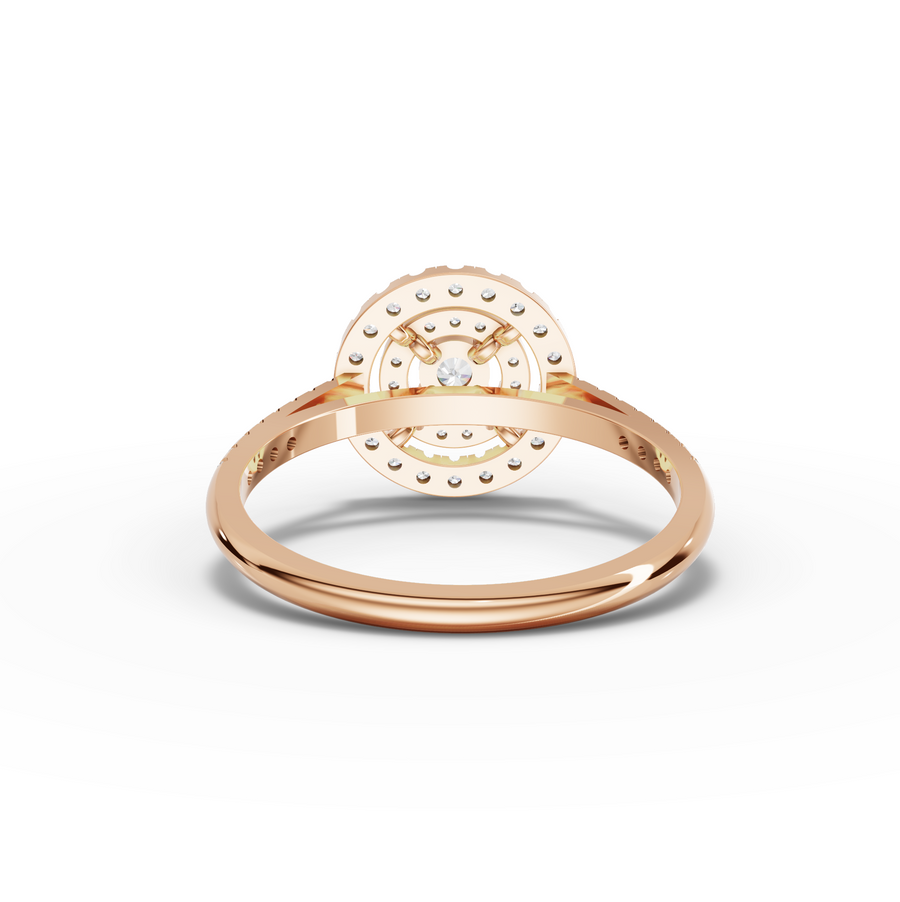 0.50 Ct Round Double Halo Pavé Band Ring