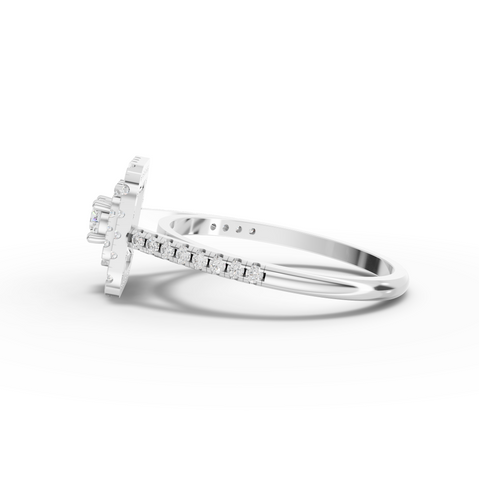 0.50 Ct Cushion Halo Diamond Engagement Ring with Double Halo Pavé Band