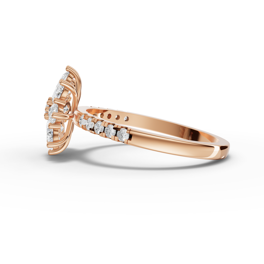 0.89 Ct Round Cluster With Side Stone Ring