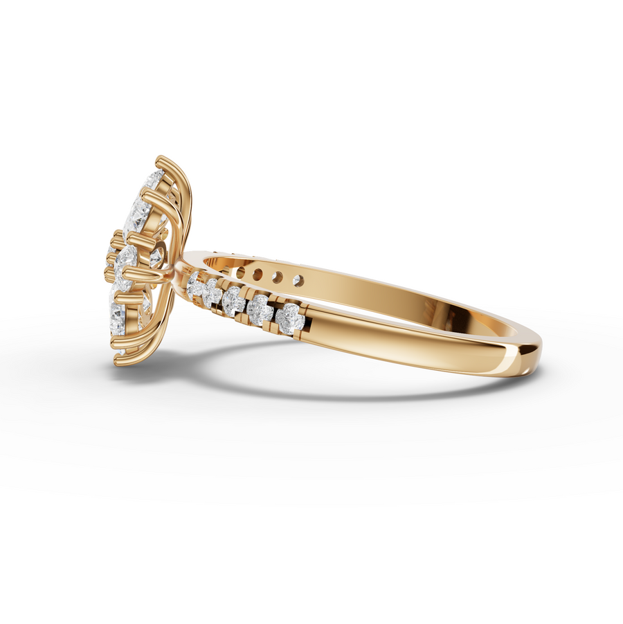 0.89 Ct Round Cluster With Side Stone Ring