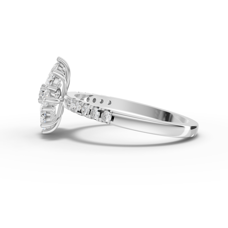 0.89 Ct Round Cluster With Side Stone Ring
