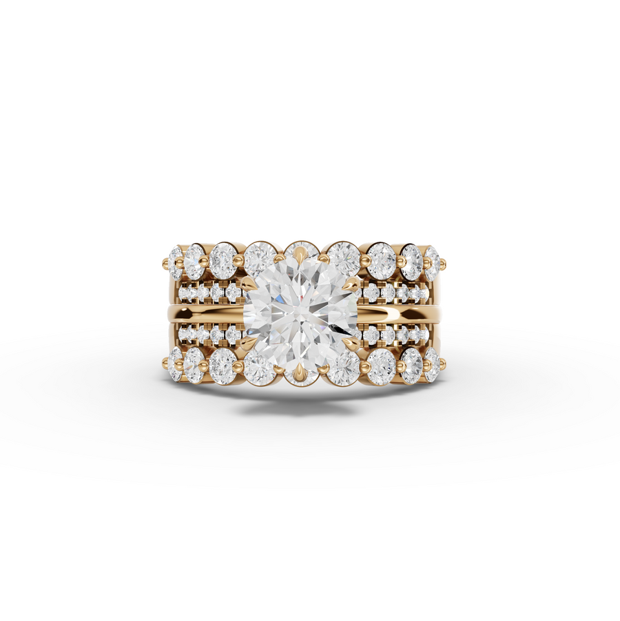2.82 Ct Round Solitaire With Double Band Set 1.5 Ct Center