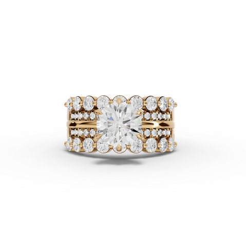 2.82 Ct Round Lab Grown Diamond Triple Row Statement Ring