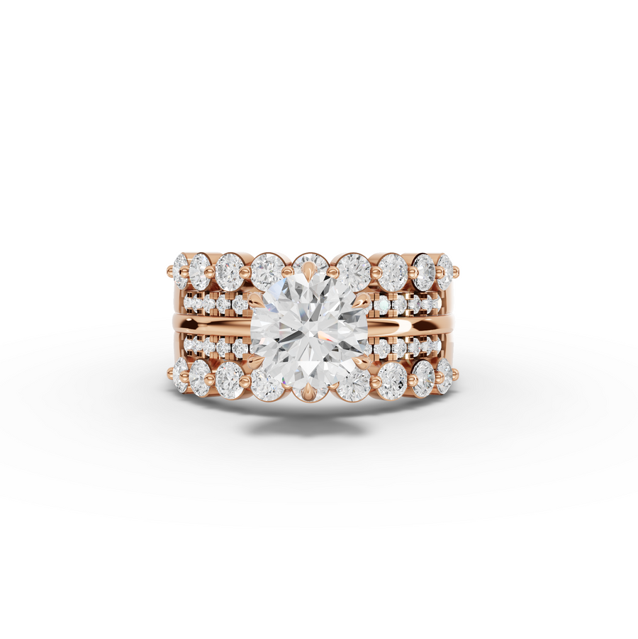 2.82 Ct Round Solitaire With Double Band Set 1.5 Ct Center