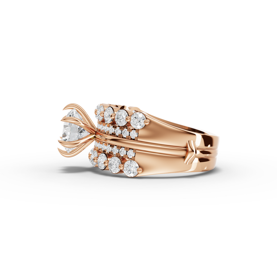 2.82 Ct Round Solitaire With Double Band Set 1.5 Ct Center