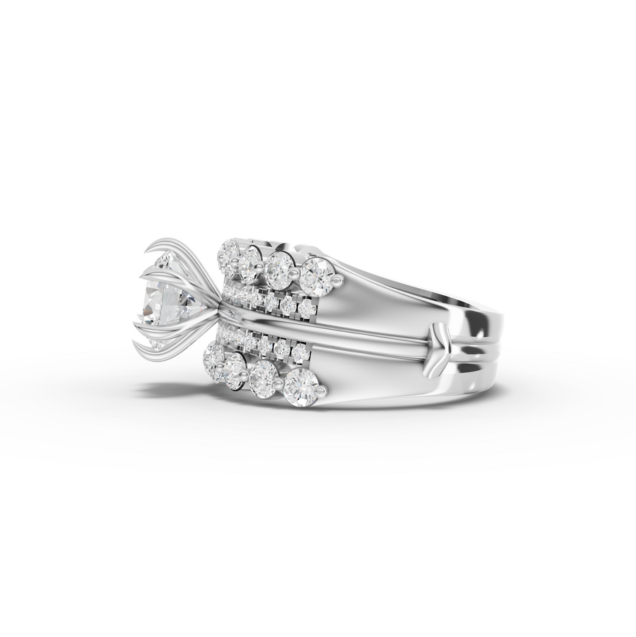 2.82 Ct Round Solitaire With Double Band Set 1.5 Ct Center