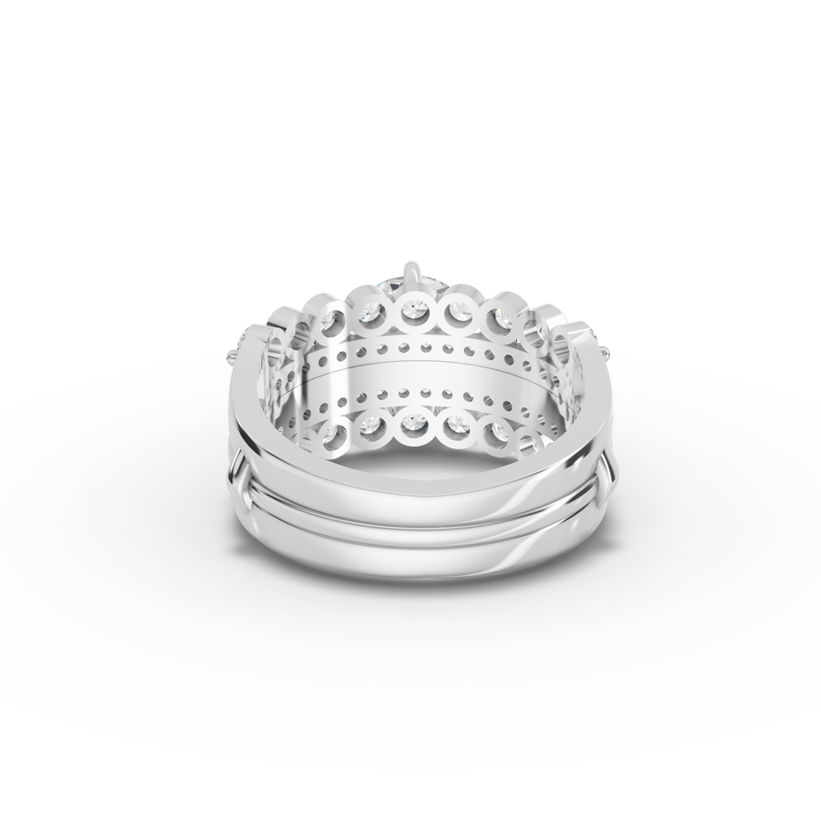 2.82 Ct Round Solitaire With Double Band Set 1.5 Ct Center