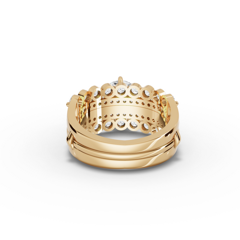 2.82 Ct Round Lab Grown Diamond Triple Row Statement Ring