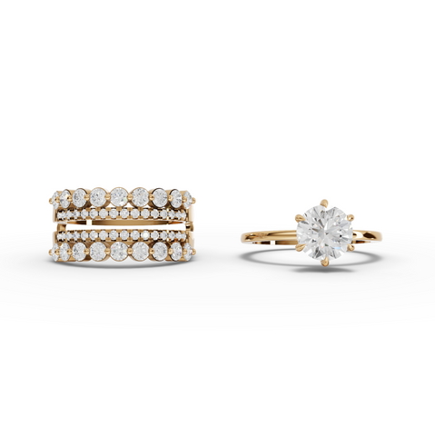 2.82 Ct Round Lab Grown Diamond Triple Row Statement Ring