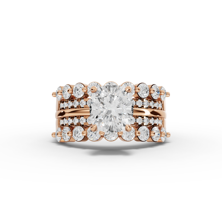 3.32 Ct Cushion Solitaire With Double Band Set 2.00 Ct Center