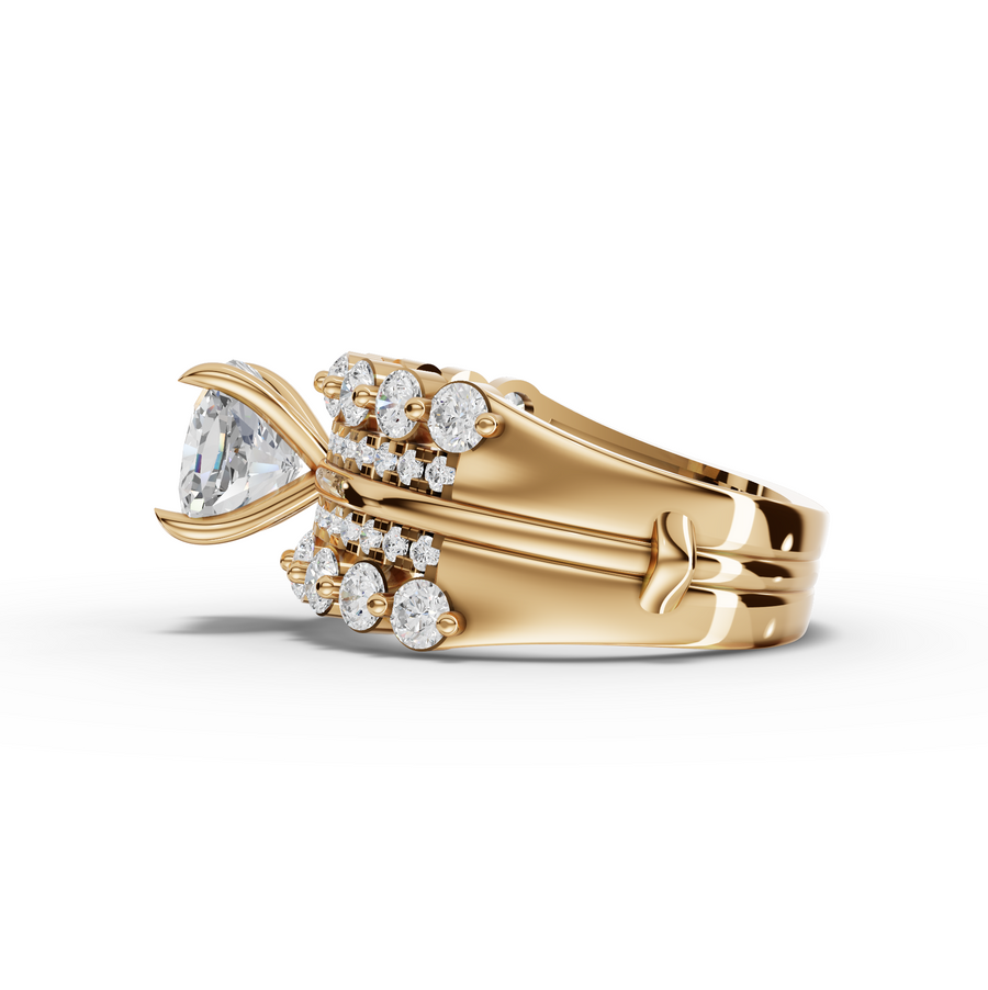 3.32 Ct Cushion Solitaire With Double Band Set 2.00 Ct Center