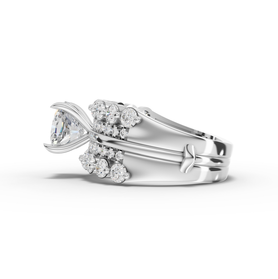 3.32 Ct Cushion Solitaire With Double Band Set 2.00 Ct Center