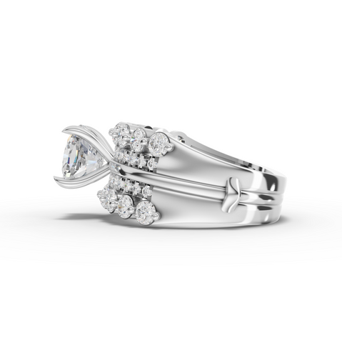 3.32 Ct Cushion Diamond Multi Row Engagement Ring with Double Halo Bands