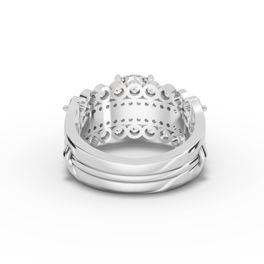 3.32 Ct Cushion Solitaire With Double Band Set 2.00 Ct Center