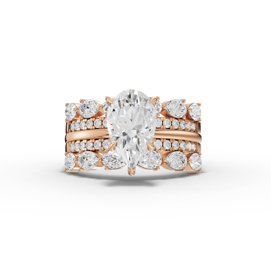 2.87 Ct Pear Solitaire With Double Band Set 1.5 Ct Center