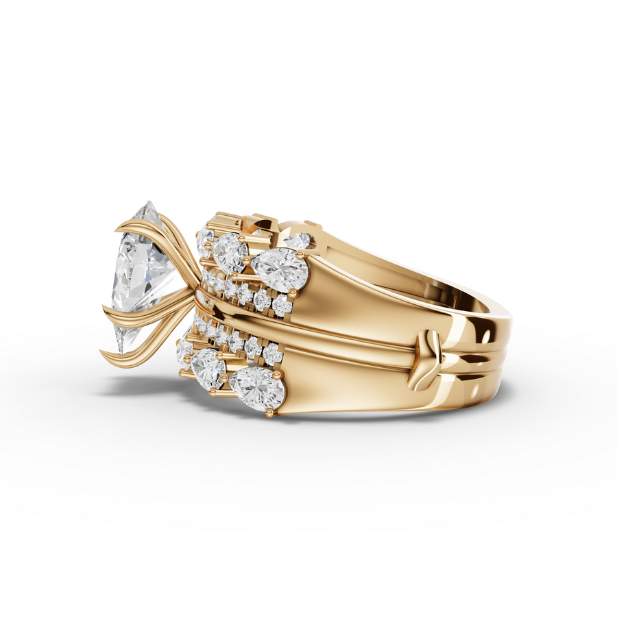 2.87 Ct Pear Solitaire With Double Band Set 1.5 Ct Center