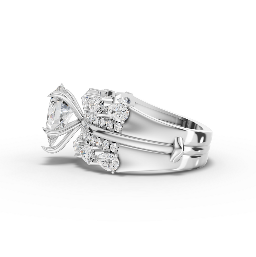 2.87 Ct Pear Solitaire With Double Band Set 1.5 Ct Center