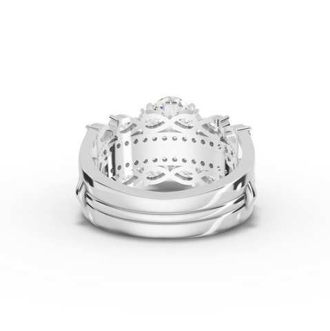 2.87 Ct Pear Diamond Engagement Ring with Triple Row Pavé Band Design