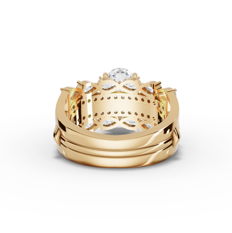 2.87 Ct Pear Diamond Engagement Ring with Triple Row Pavé Band Design