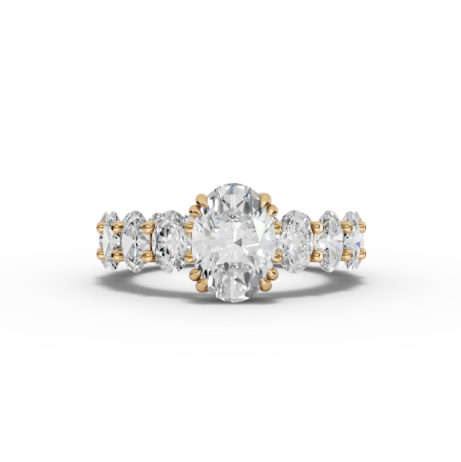 5.49 Ct Oval Solitaire With Side Stone Ring 1.50 Ct Center
