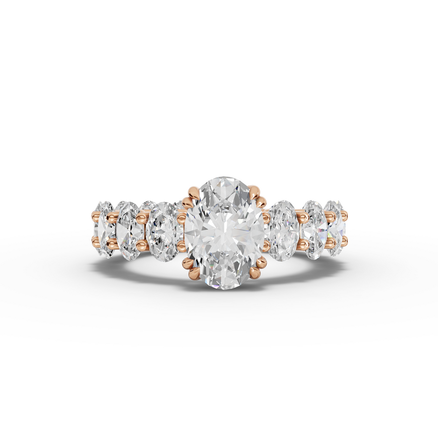 5.49 Ct Oval Solitaire With Side Stone Ring 1.50 Ct Center
