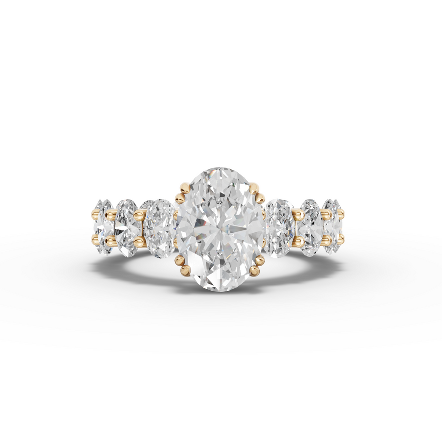5.99 Ct Oval Solitaire With Side Stone Ring 2.00 Ct Center