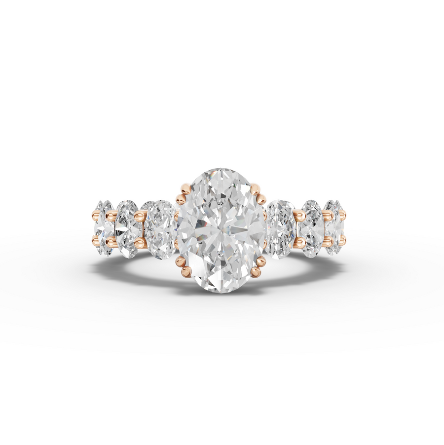 5.99 Ct Oval Solitaire With Side Stone Ring 2.00 Ct Center