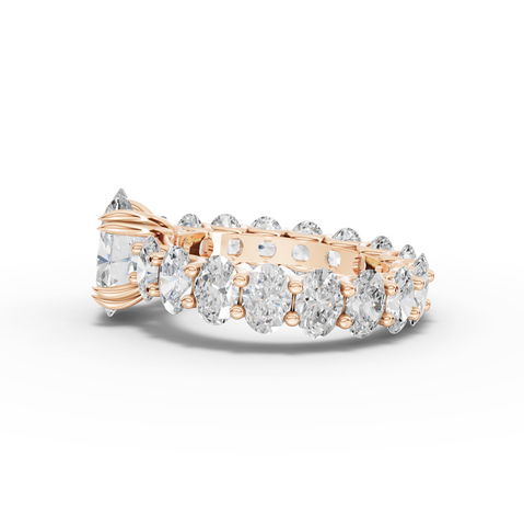 5.99 Ct Oval Solitaire with Eternity Band Lab Grown Diamond Ring