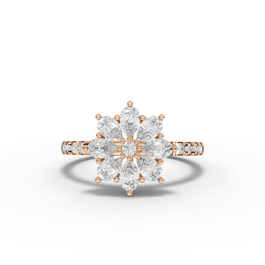 0.89 Ct Round Cluster With Side Stone Ring