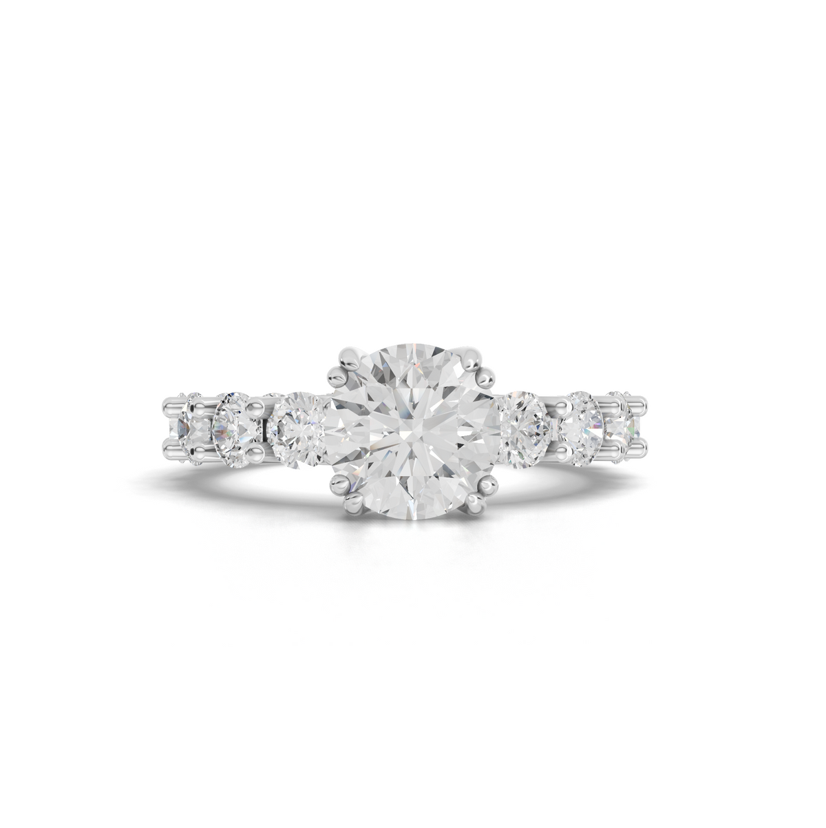 4.01 Ct Round Solitaire with Tapered Side Stones Lab Grown Diamond Ring