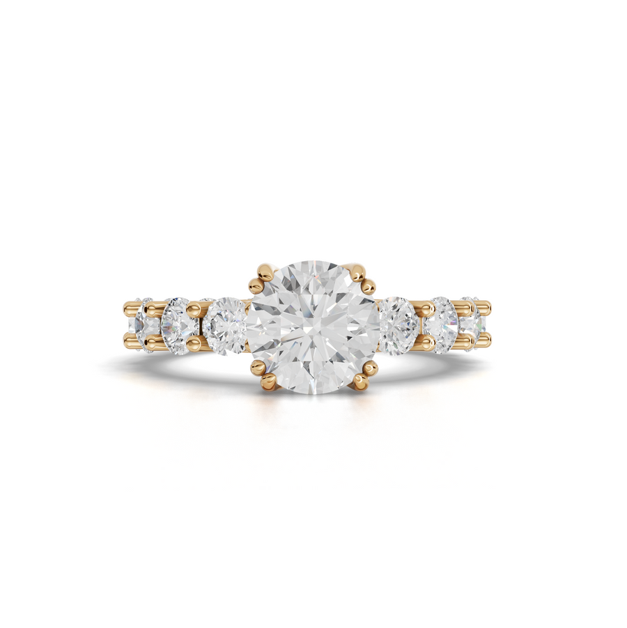 4.01 Ct Round Solitaire With Side Stone Ring 1.50 Ct Center