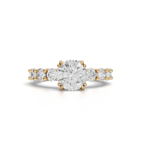 4.01 Ct Round Solitaire with Tapered Side Stones Lab Grown Diamond Ring