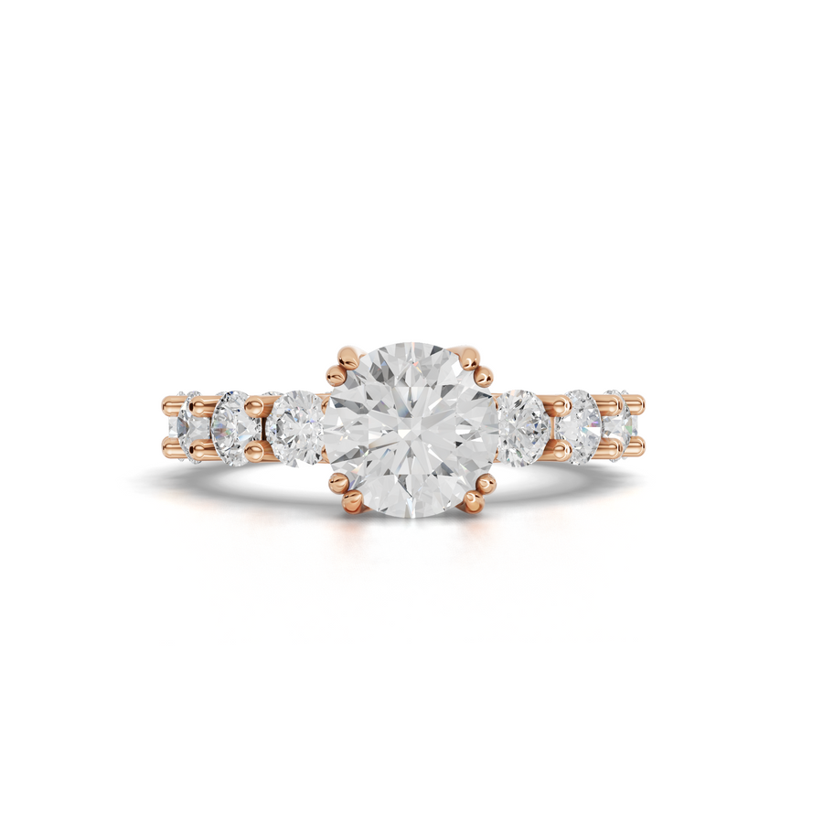 4.01 Ct Round Solitaire With Side Stone Ring 1.50 Ct Center
