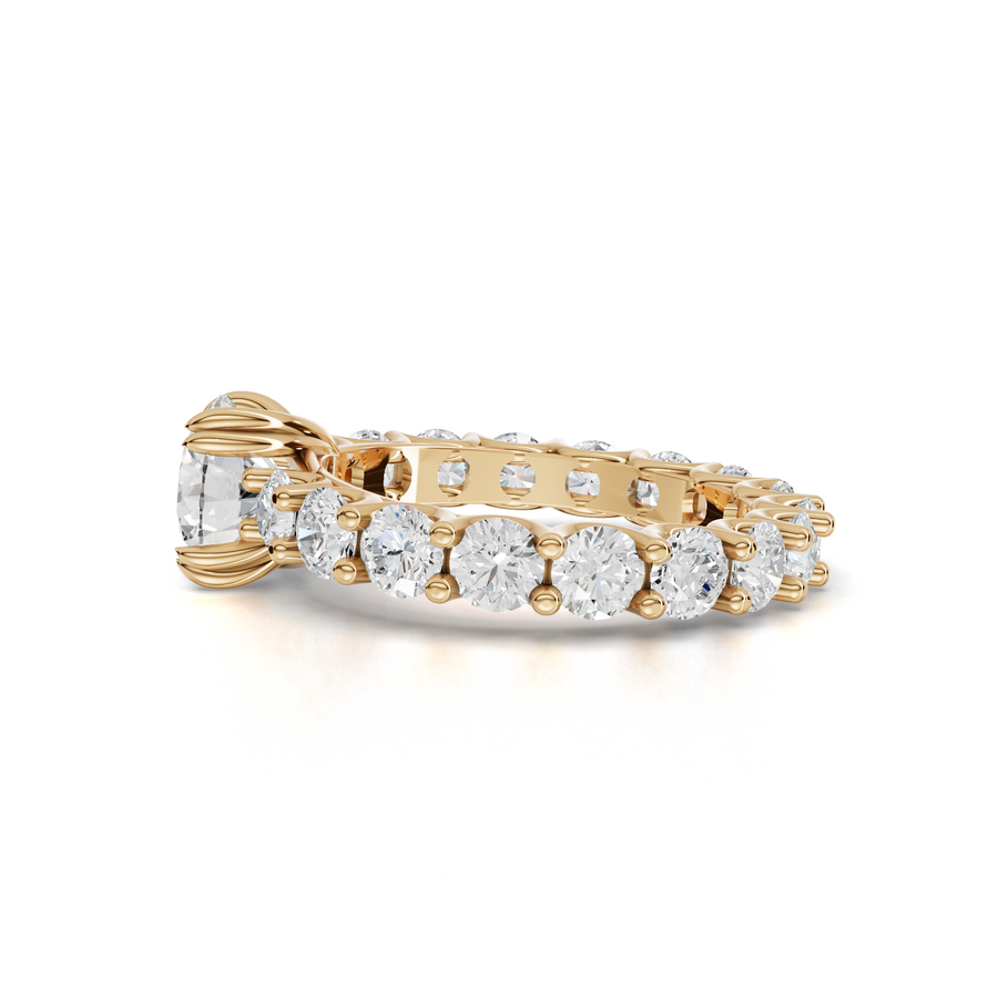 4.01 Ct Round Solitaire With Side Stone Ring 1.50 Ct Center