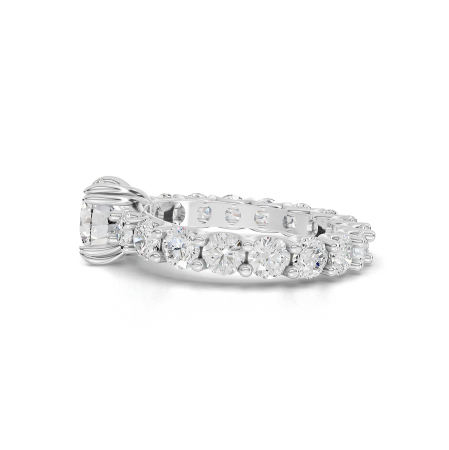 4.01 Ct Round Solitaire With Side Stone Ring 1.50 Ct Center