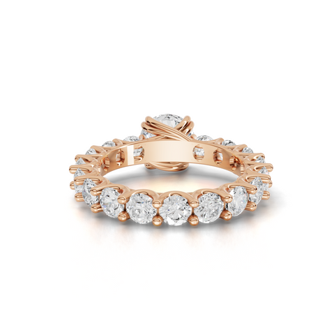 4.01 Ct Round Solitaire with Tapered Side Stones Lab Grown Diamond Ring