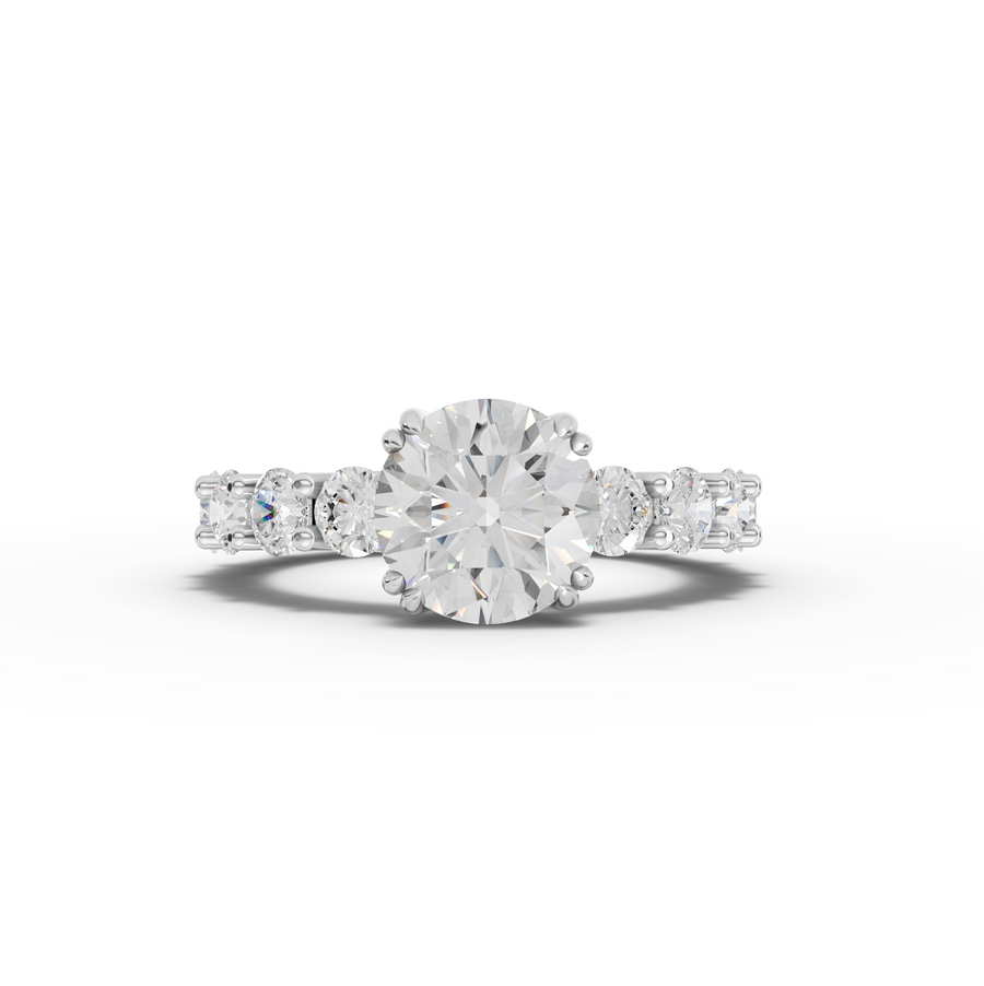 4.51 ct round lab diamond full eternity ring with 2.00 ct center stone and hidden basket setting