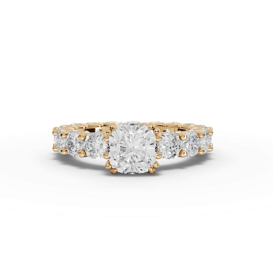 5.28 Ct Cushion Solitaire With Side Stone Ring 1.50 Ct Center