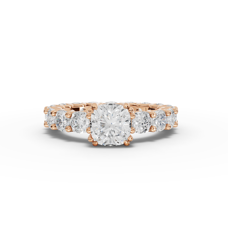 5.28 Ct Cushion Solitaire With Side Stone Ring 1.50 Ct Center