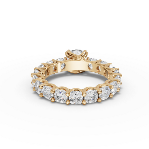 5.28 Ct Cushion Premium Eternity Lab Grown Diamond Engagement Ring