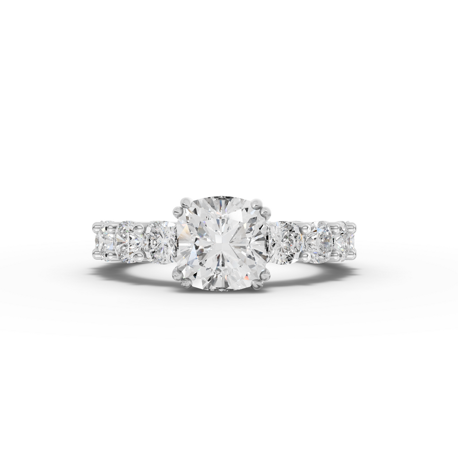 5.78 ct cushion solitaire lab diamond full eternity ring with 2.00 ct center and graduated diamond band