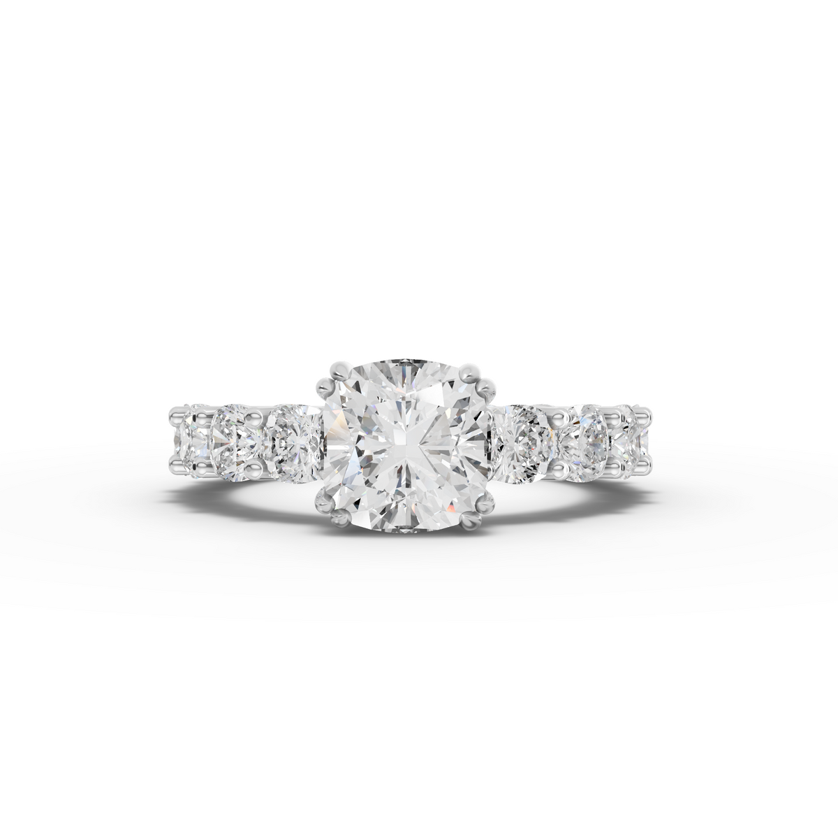 5.78 Ct Cushion Solitaire Graduated Eternity Lab Grown Diamond Ring