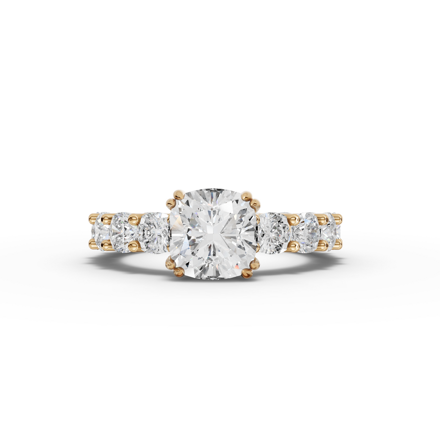 5.78 Ct Cushion Solitaire With Side Stone Ring 2.00 Ct Center