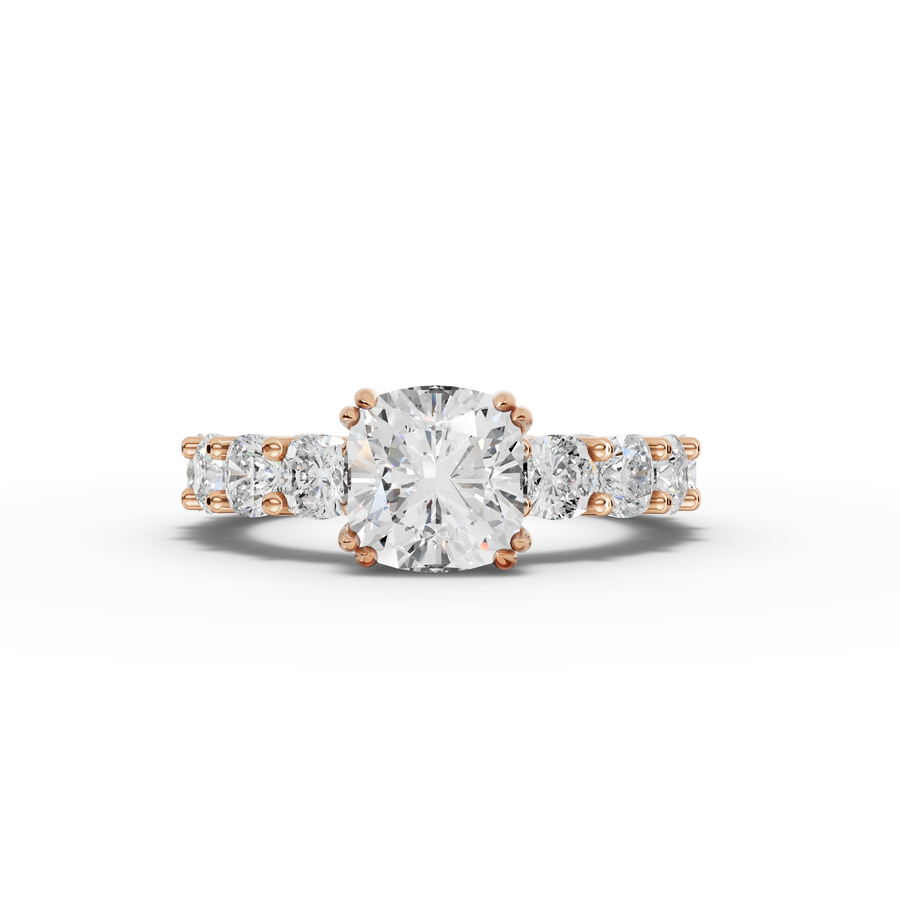 5.78 Ct Cushion Solitaire With Side Stone Ring 2.00 Ct Center