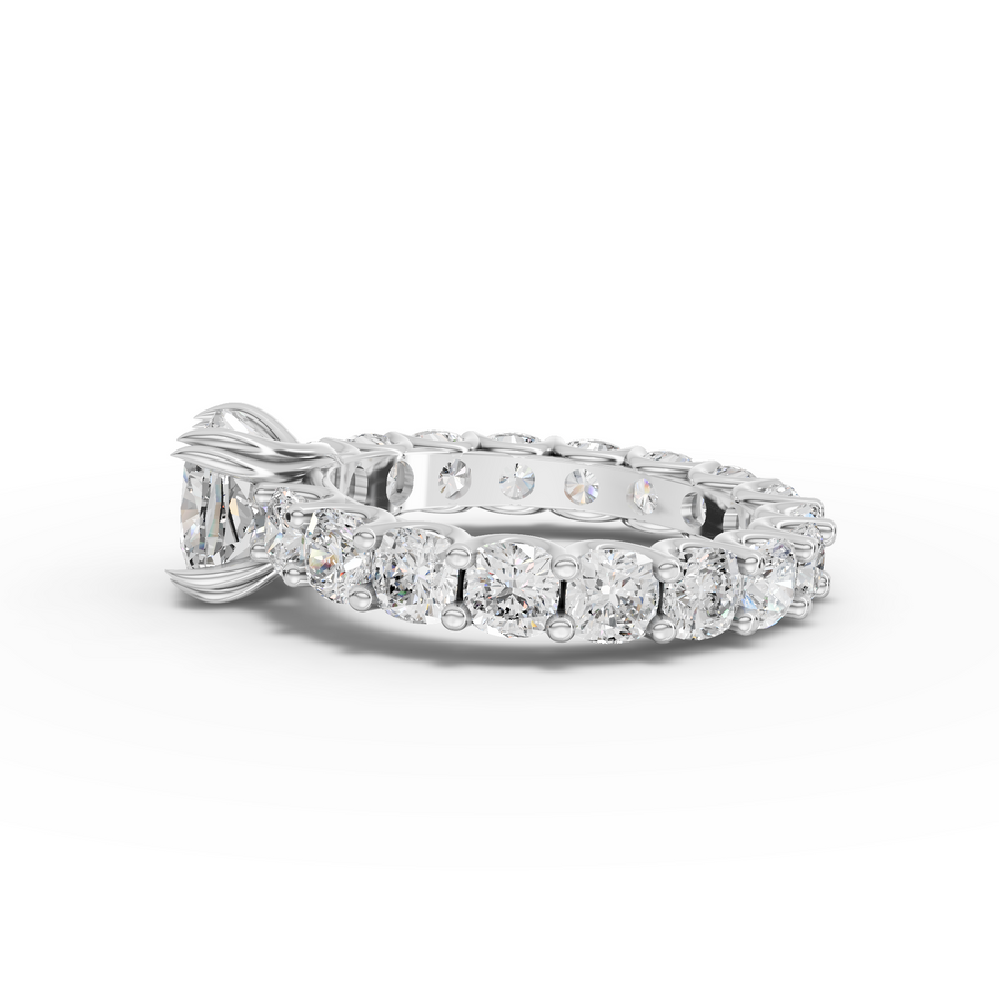 5.78 Ct Cushion Solitaire With Side Stone Ring 2.00 Ct Center