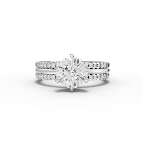 1.76 Ct Round Split Double Band Lab Grown Diamond Engagement Ring
