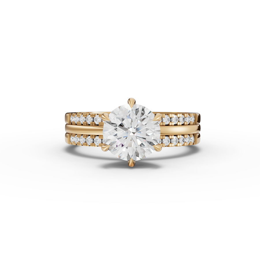 1.76 Ct Round Solitaire With Side Band Ring Set 1.50 Ct Center